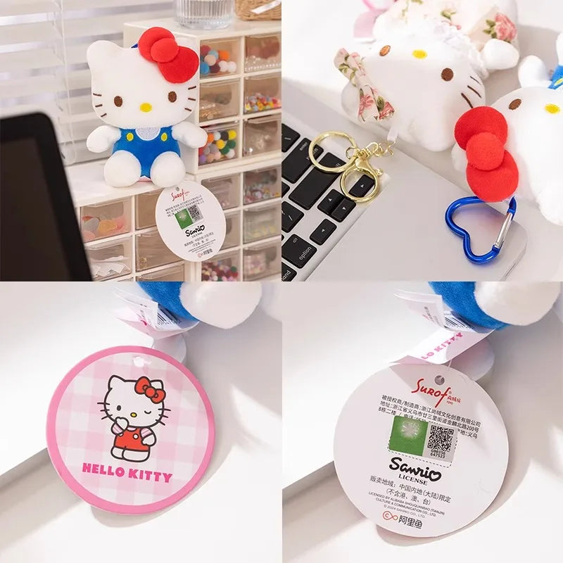 Genuine Sanrio Hello Kitty Cute Girl Keychain Car School bag Pendant Kids Plush Toys Keyring Plushier Birthday Thanksgiving Gift