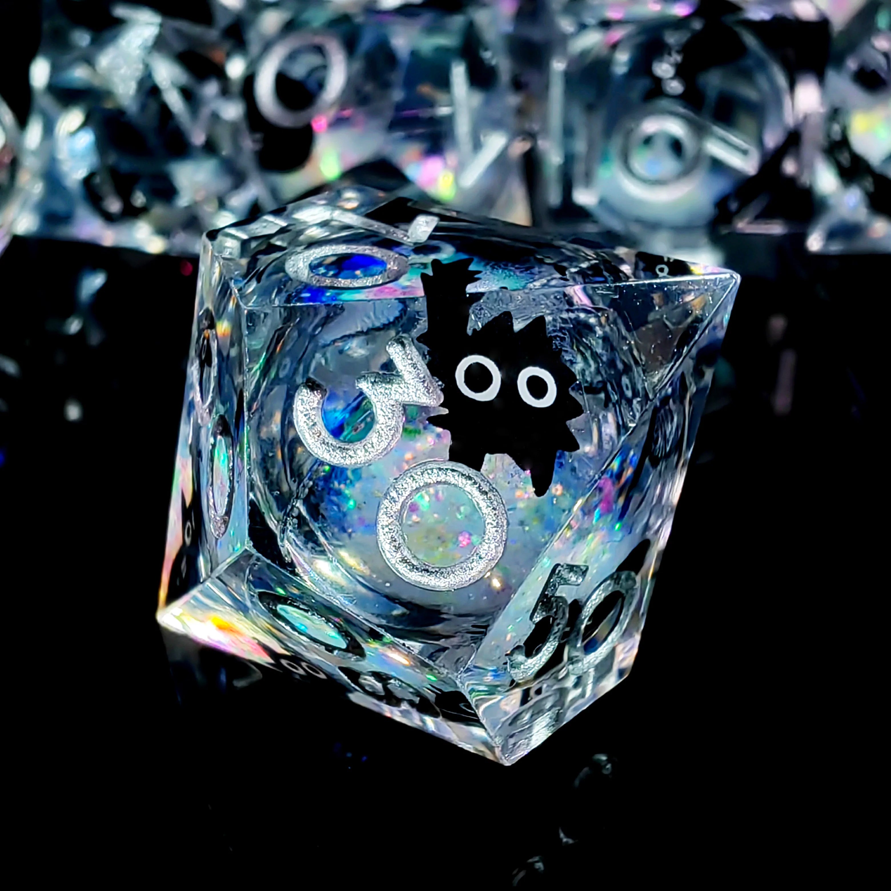 "DnD Dice Set - 7 Piece Resin Polyhedral Dice with Cute Cat Design, Transparent RPG Dice for Dungeons & Dragons, Tabletop Games"