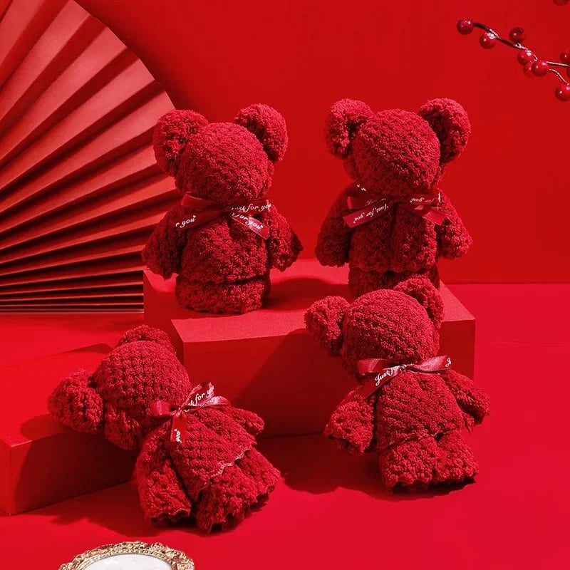 منشفة دب تذكارية لحفلات الزفاف، هدية صغيرة، منشفة دب من الصوف المرجاني، هدايا زفاف للضيوف، هدية عيد الشكر لوصيفة العروس بكميات كبيرة