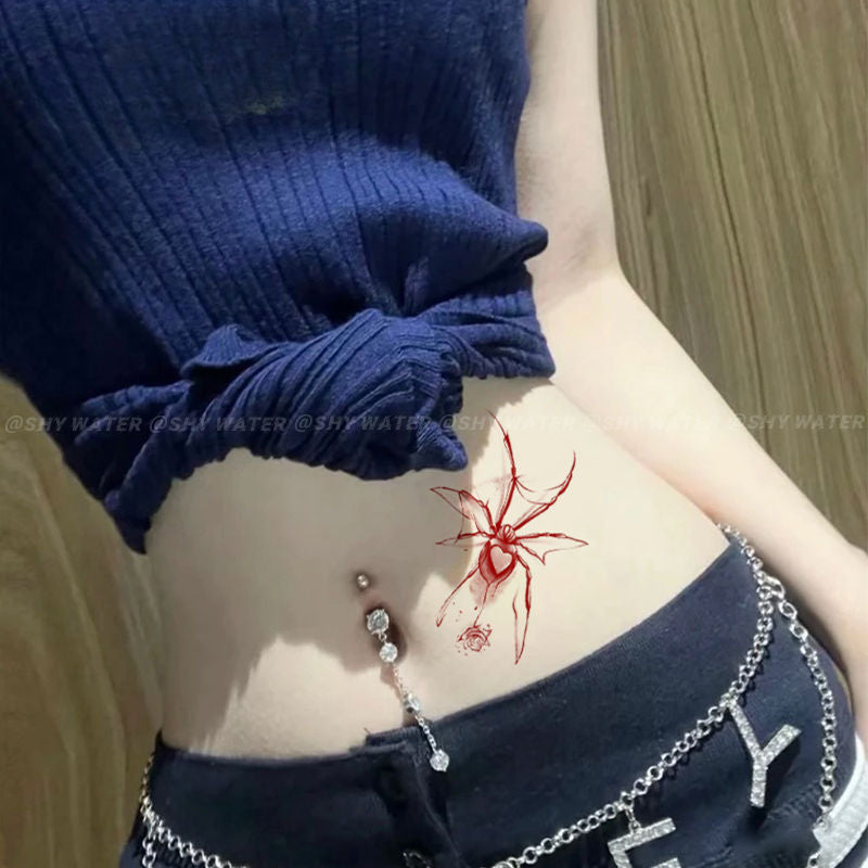 Spider Temporary Tattoo Stickers Butterfly Rose Flower Tatoo Y2K Cute Tatto Art Fake Tattoos for Women Sexy Tattoo Sticker