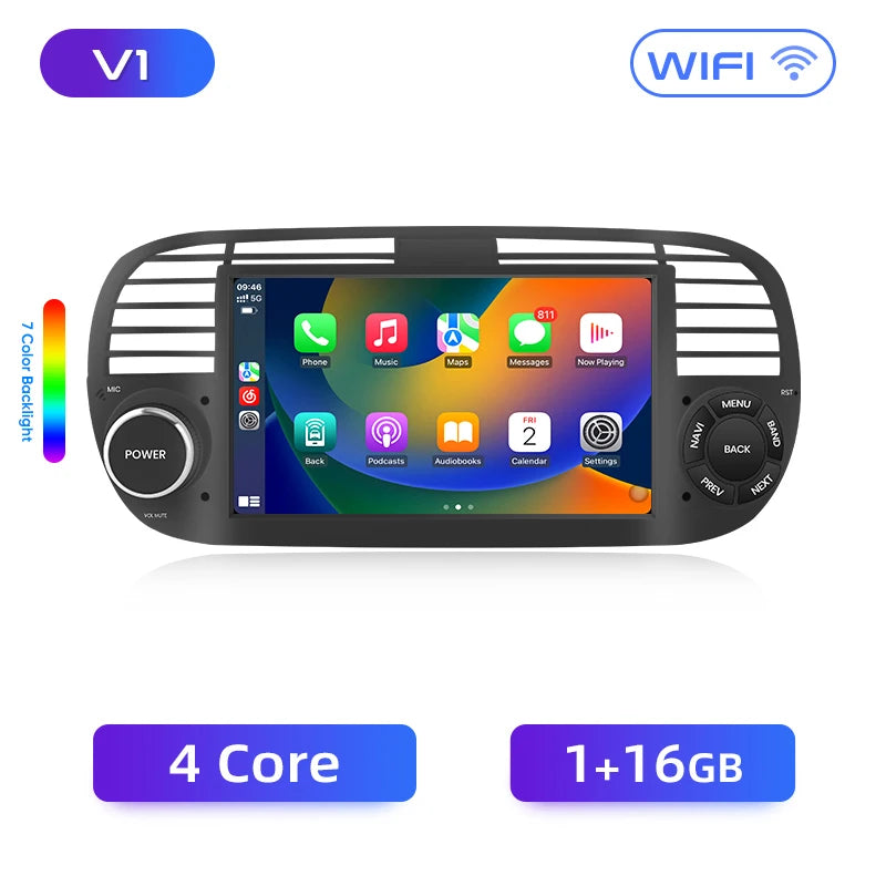 Junsun Android13 Car Radio For FIAT 500 500C Abarth 2007-2015 Car Smart Systems For Apple Carplay FM GPS SWC BT