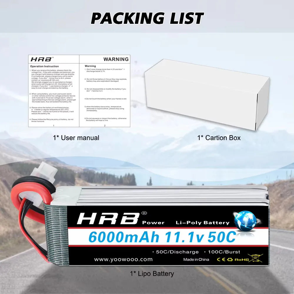 HRB 3S Lipo Batery 11.1v 1300mah 1500mah 1800mah 2200mah 3000mah 4000mah 5000mah 6000mah Lipo Battery for 3S RC Cars Drone Boat