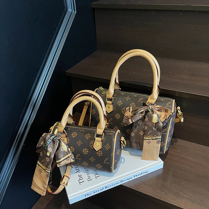 Stylish Simple Solid Color Crossbody Bag For Women With High-End Leather Design Trendy Letter Logo And Spacious Commuter