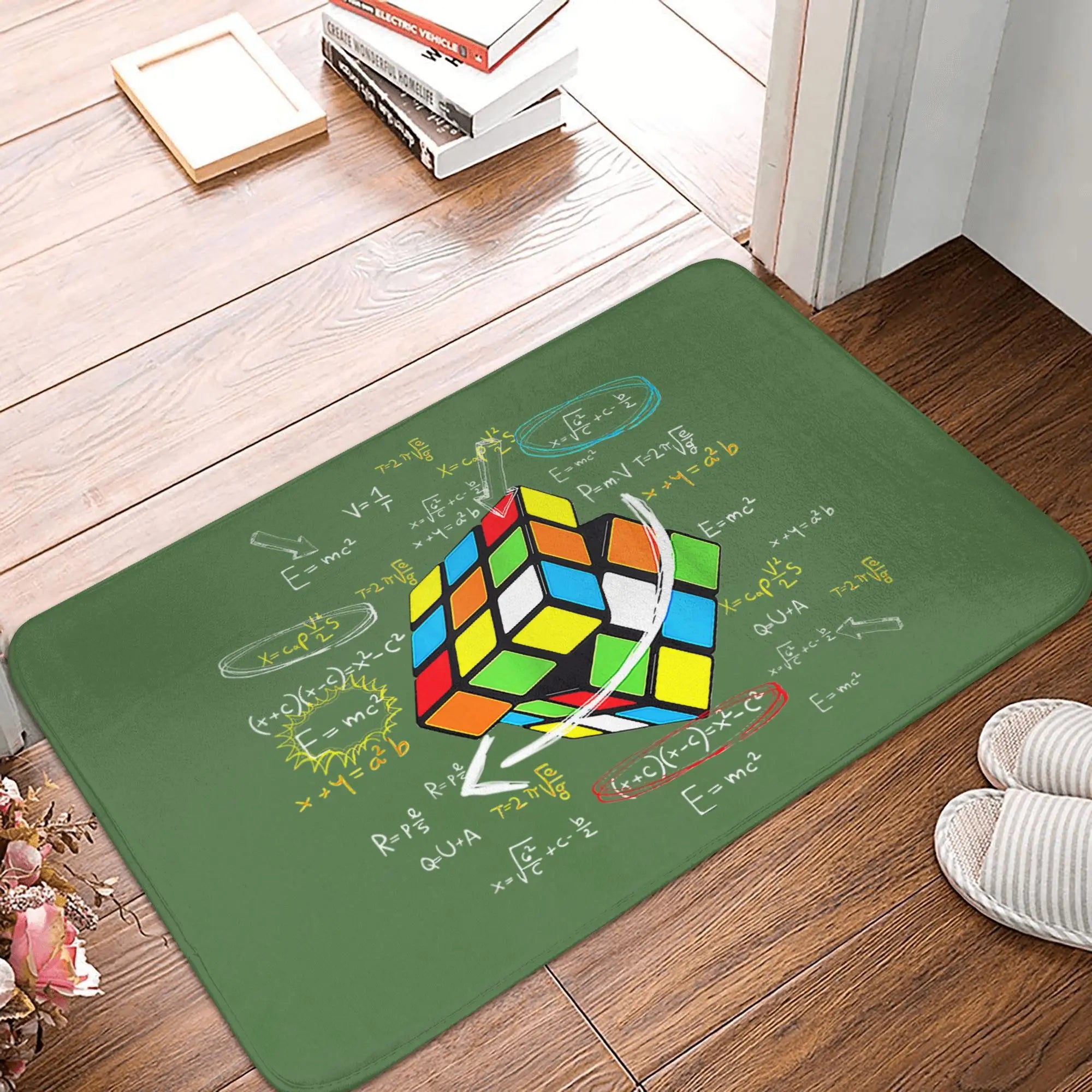 Math Rubiks Cube Floor Door Kitchen Bath Mat Anti-Slip Indoor Geek Teacher Gift Doormat Toilet Entrance Carpet Rug