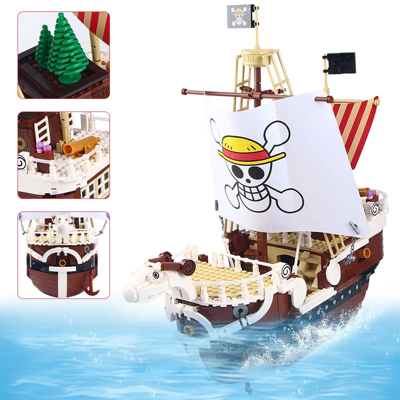 2022 New Anime One Piece Going Merry Thousand Sunny Model Building Blocks Bricks Kit Luffy Zoro Sanji Figures Set Kid Toys Gift