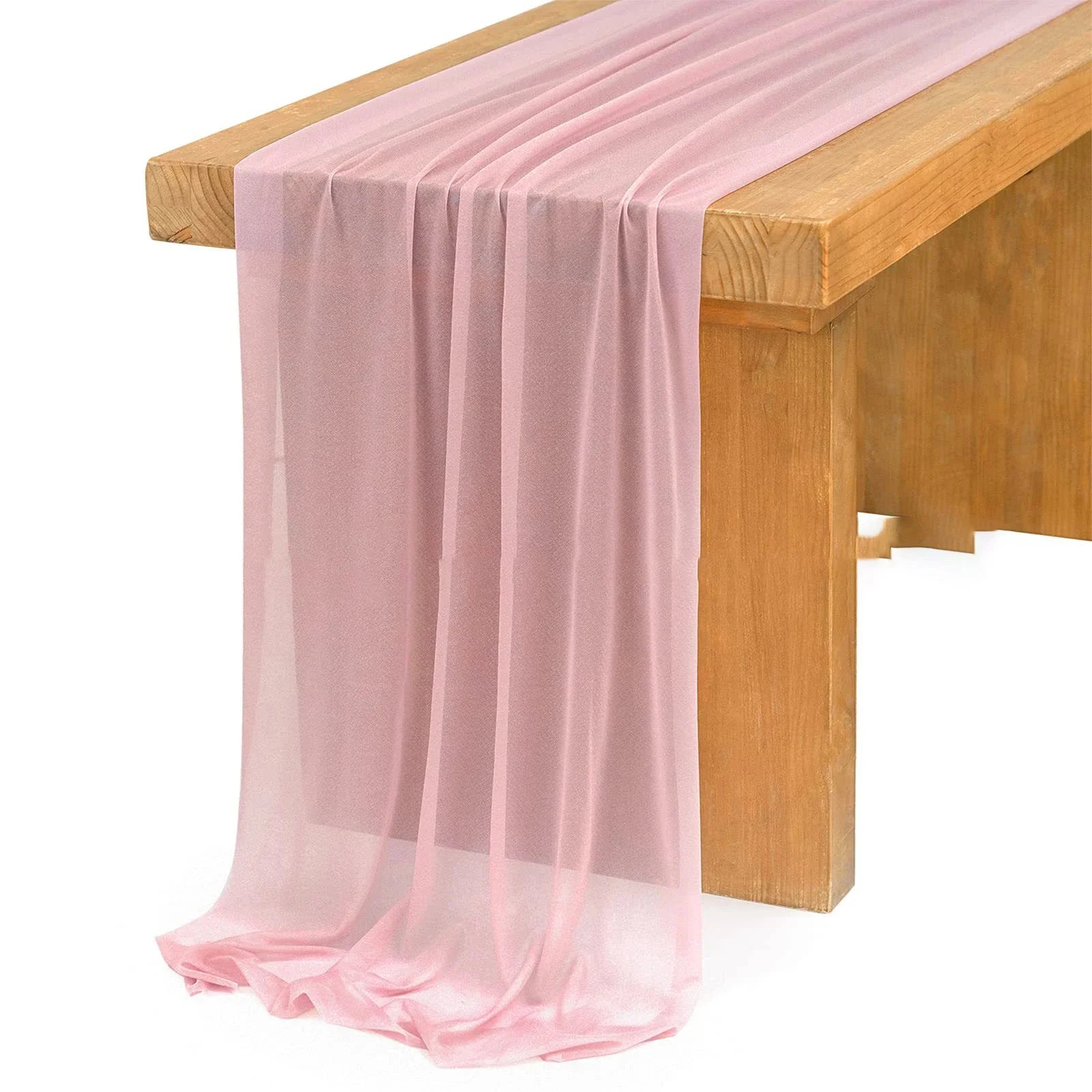 4PCS Purple Table Runner Chiffon Table Setting Semi-Sheer Dining Wedding Party Christmas Banquets Arches Cake Decor