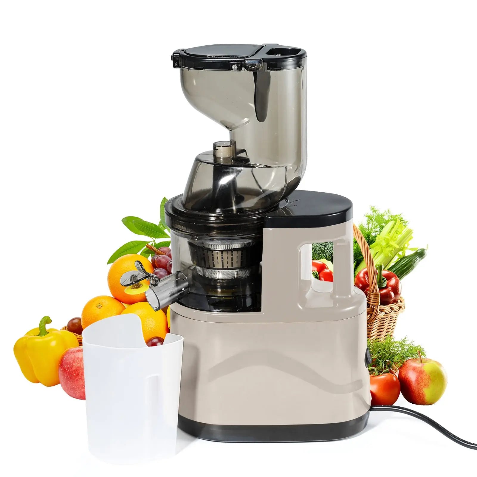 Cold Press Juicer,with large caliber Feed Chute,Fit Whole Fruits & Vegetables,High Juice Yield,BPA FREE Slow Masticating Juicer