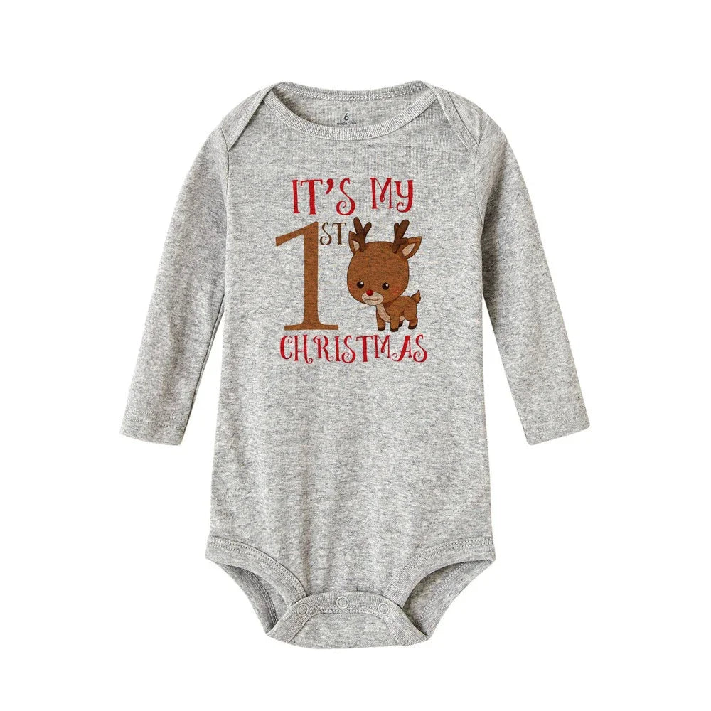 My First Christmas Baby Romper Long Sleeve Autumn Sprint Warm Baby Bodysuits Boys Girls Unisex Tee Shirts Casual Ropa