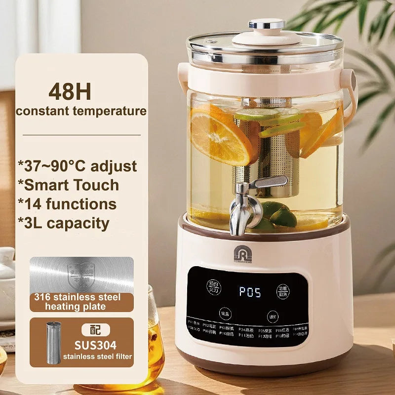 3L Electric Kettle Smart Tea Brewer Large Capacity Office/Commercial Faucet Fruit Tea Bucket Thermostatic Kettle Multi-functiona