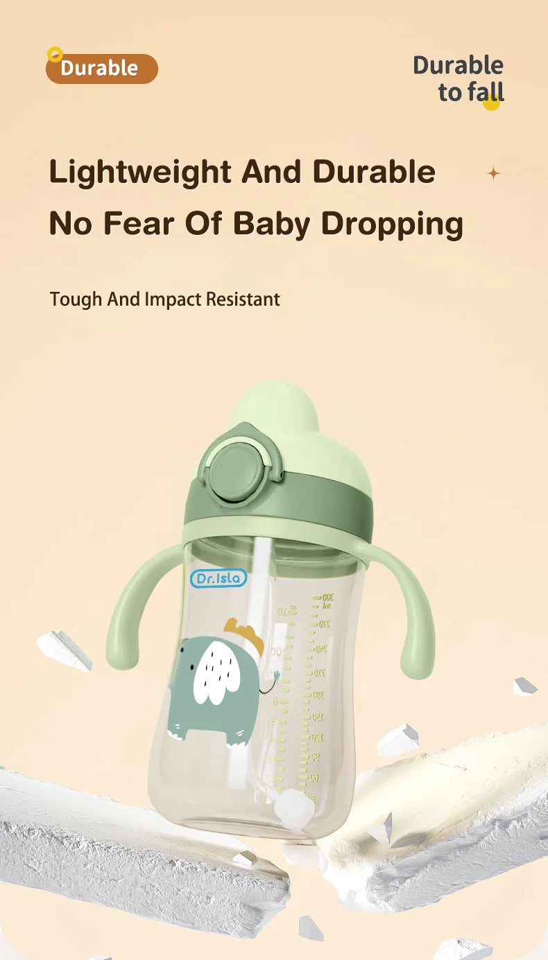 Portable Baby Water Bottles 300ml Baby Feeding Cup With Straw Children Learn Feeding Drinking Bottle Kids Training Cups BPA Free