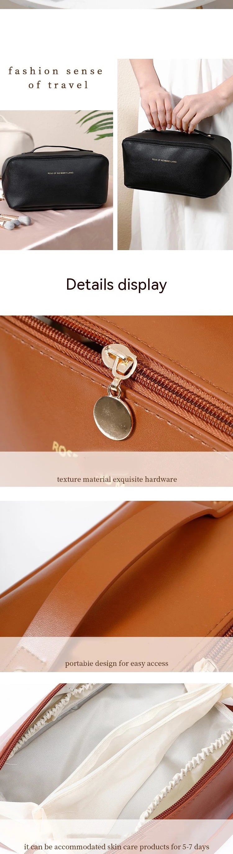 Sac de rangement portable pour cosmétiques, grande capacité