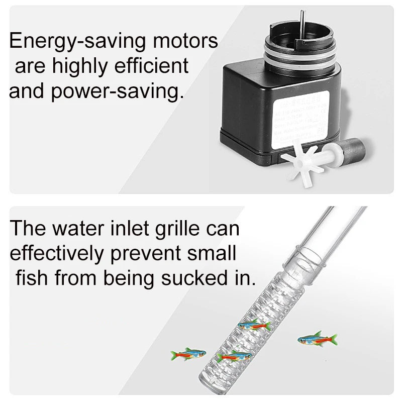 Aquarium Filter Fish Tank Silent Water Pump Purification Circulation External Filter Increase Oxygen Waterfall 220V 3w 250L/H