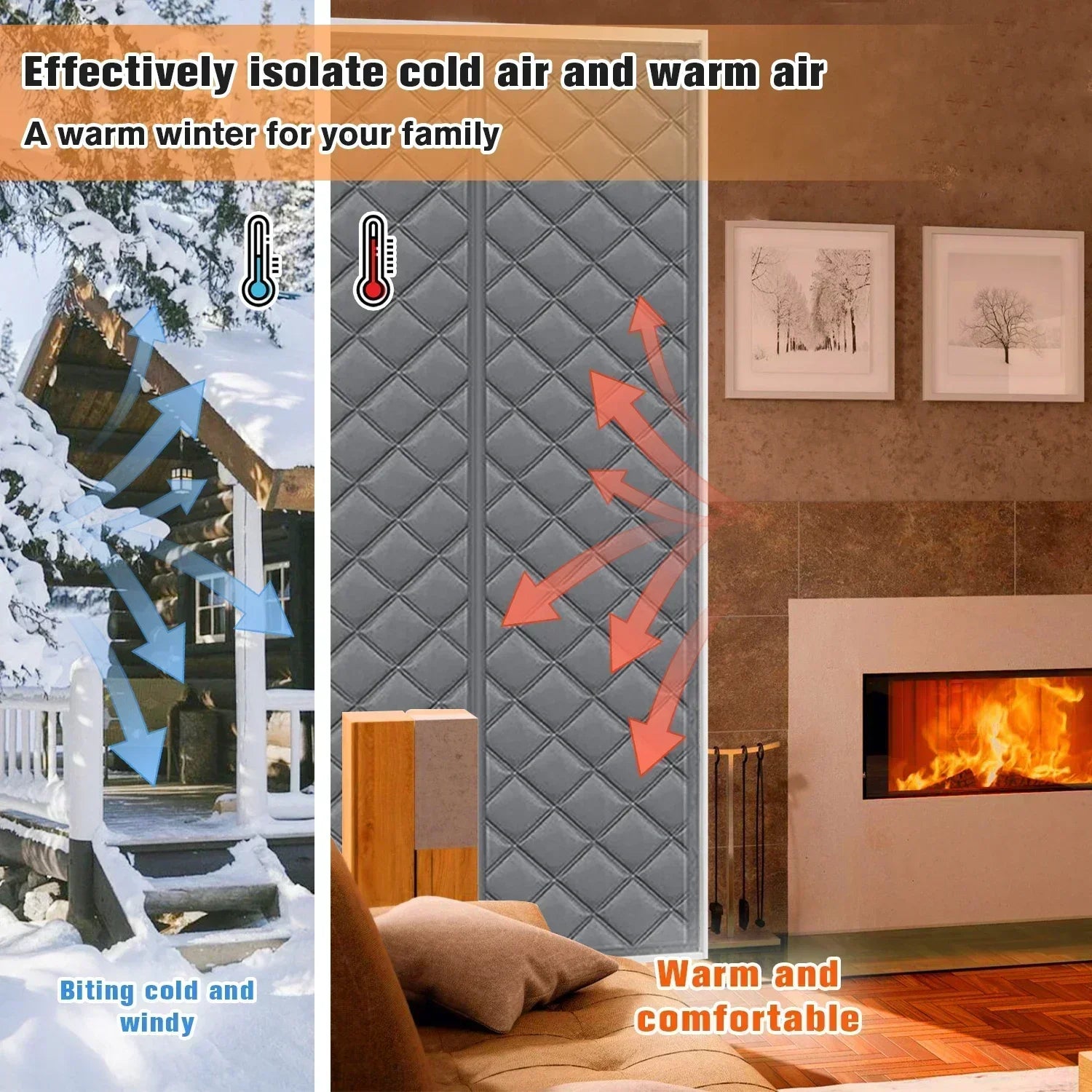 Thickened Household Winter Door Curtain,cold Proof Warm Cotton,magnetic Insulation and Insulation,household Windproof Curtain