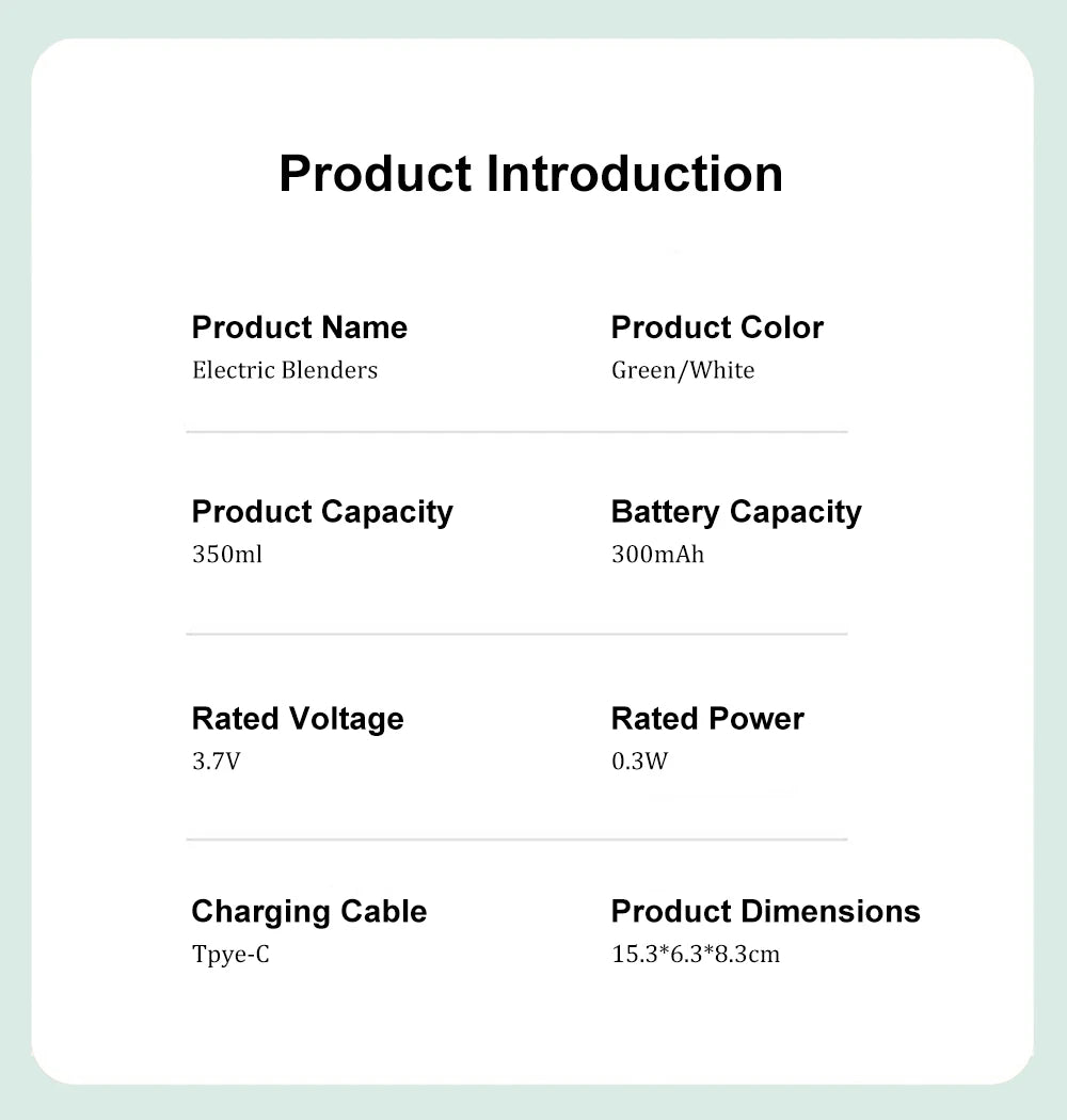 Mini Portable Blender Electric Mixer Machine Portable Blender Bottles Automatic Mixing Cup Rechargeable Electric Shaker Bottle