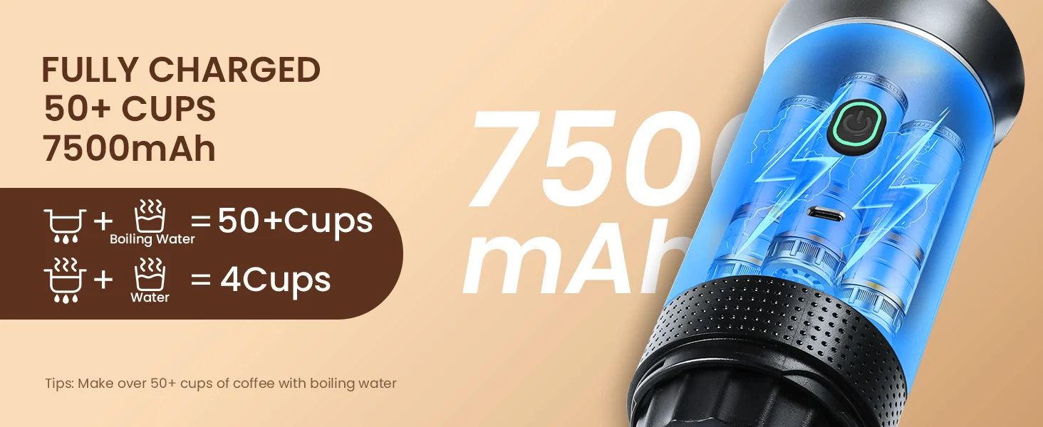 Wireless Electric Portable Espresso Coffee Machine for Car & Home Camping Coffee Maker 3-in-1 Capsule Powder Travel Coffee Maker