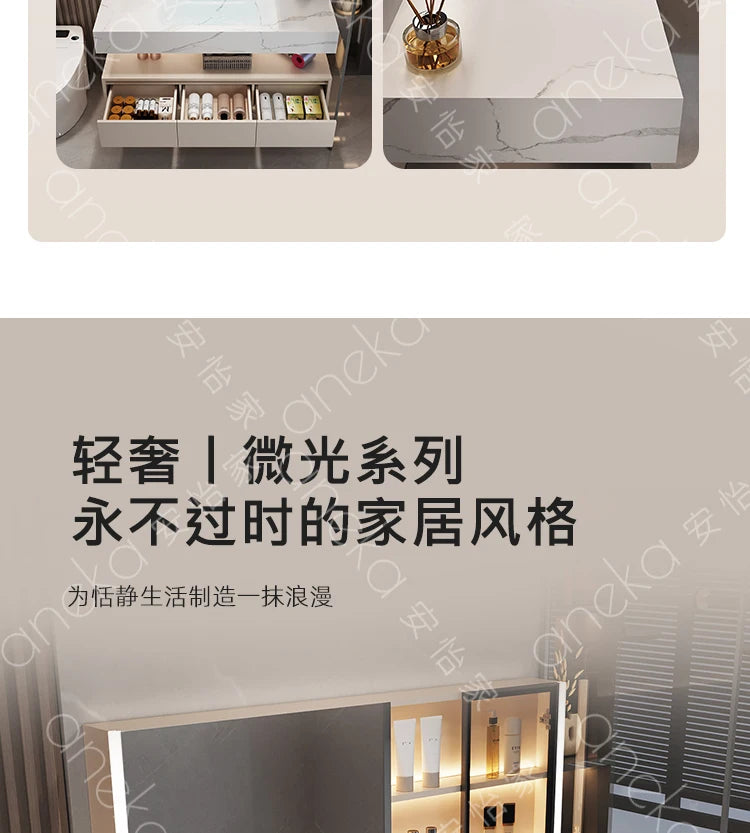 Armoire de salle de bain légère en bois massif, toilettes de rangement Vintage, vanité de salle de bain, miroirs de maquillage, meubles Para Banheiro