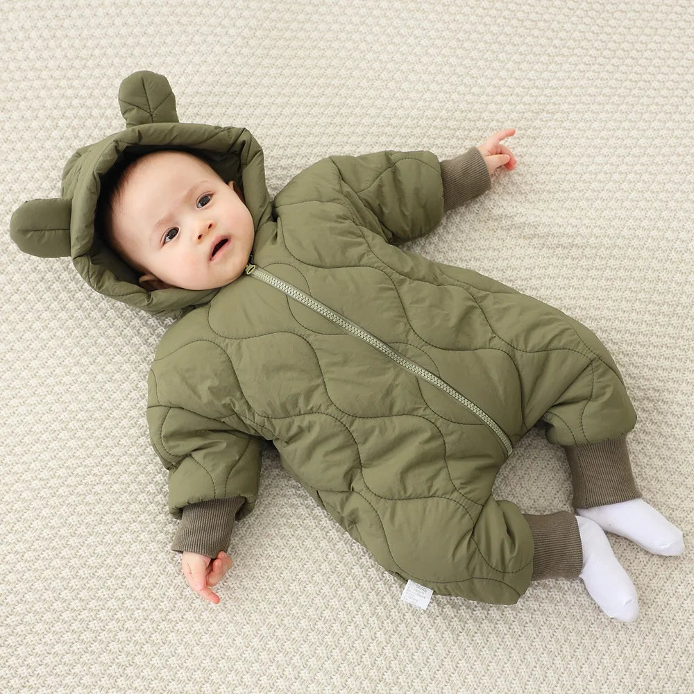 Baby Jumpsuit winter New plush and thick cotton clothing for Newborns crawling Clothes for infants and young baby outdoor clothe