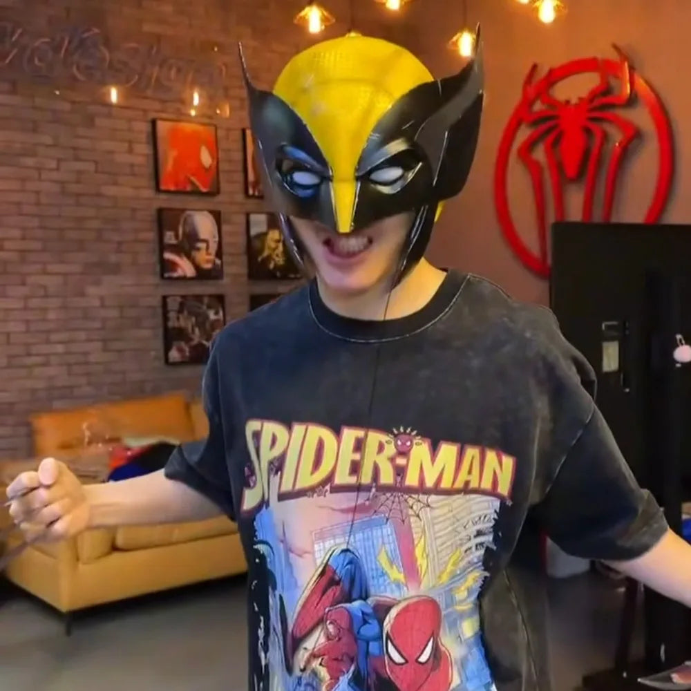 mar-vel Damaged Wolverine Mask with Magnatic Eyes 1:1 3D Resin Halloween Cosplay Mask Wolverine Helmet Cos masque for Gift