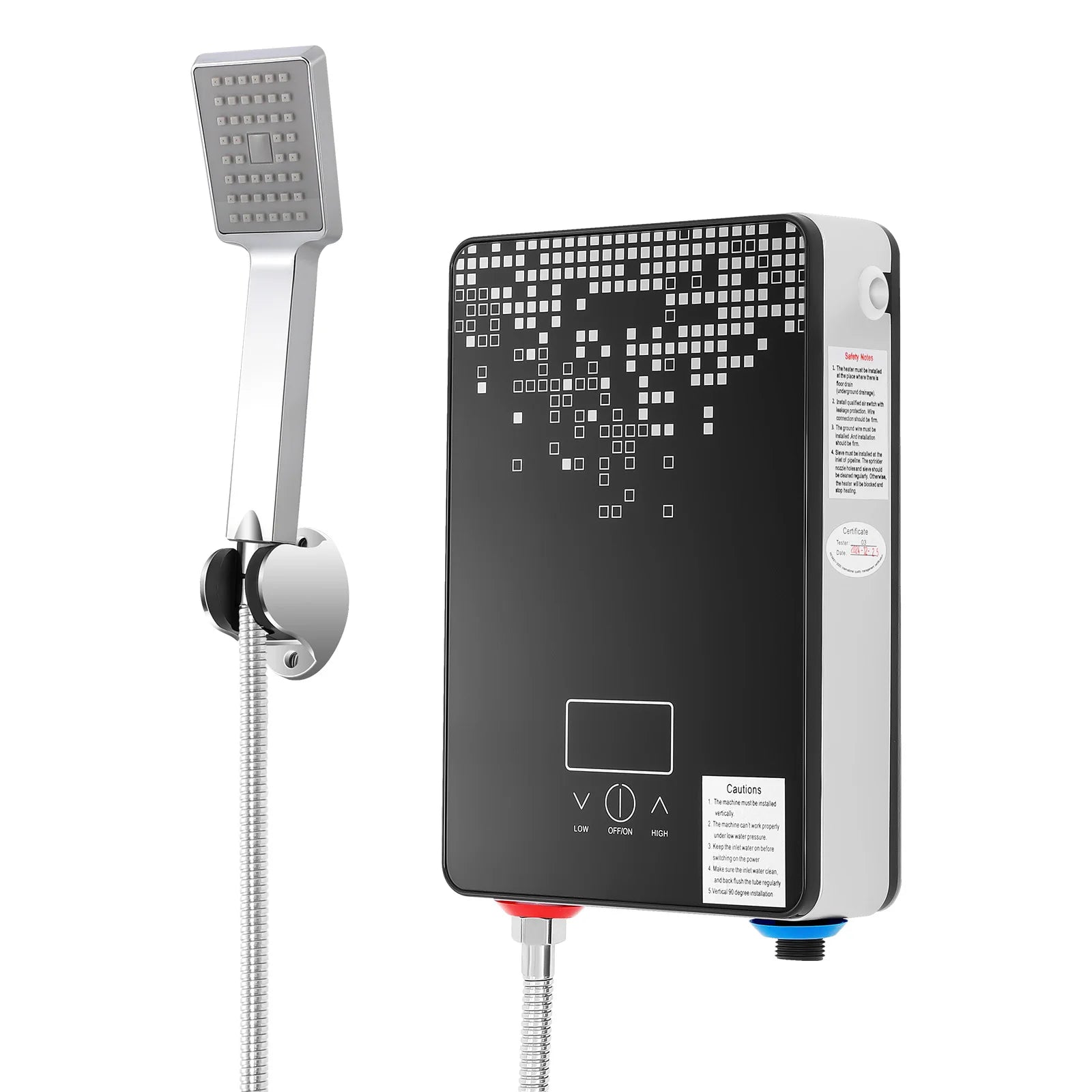 6500W Instant Electric Water Heater LED Touch Screen 86-131°F 3-second Heating 220V Tankless Water Heater with Shower Kit