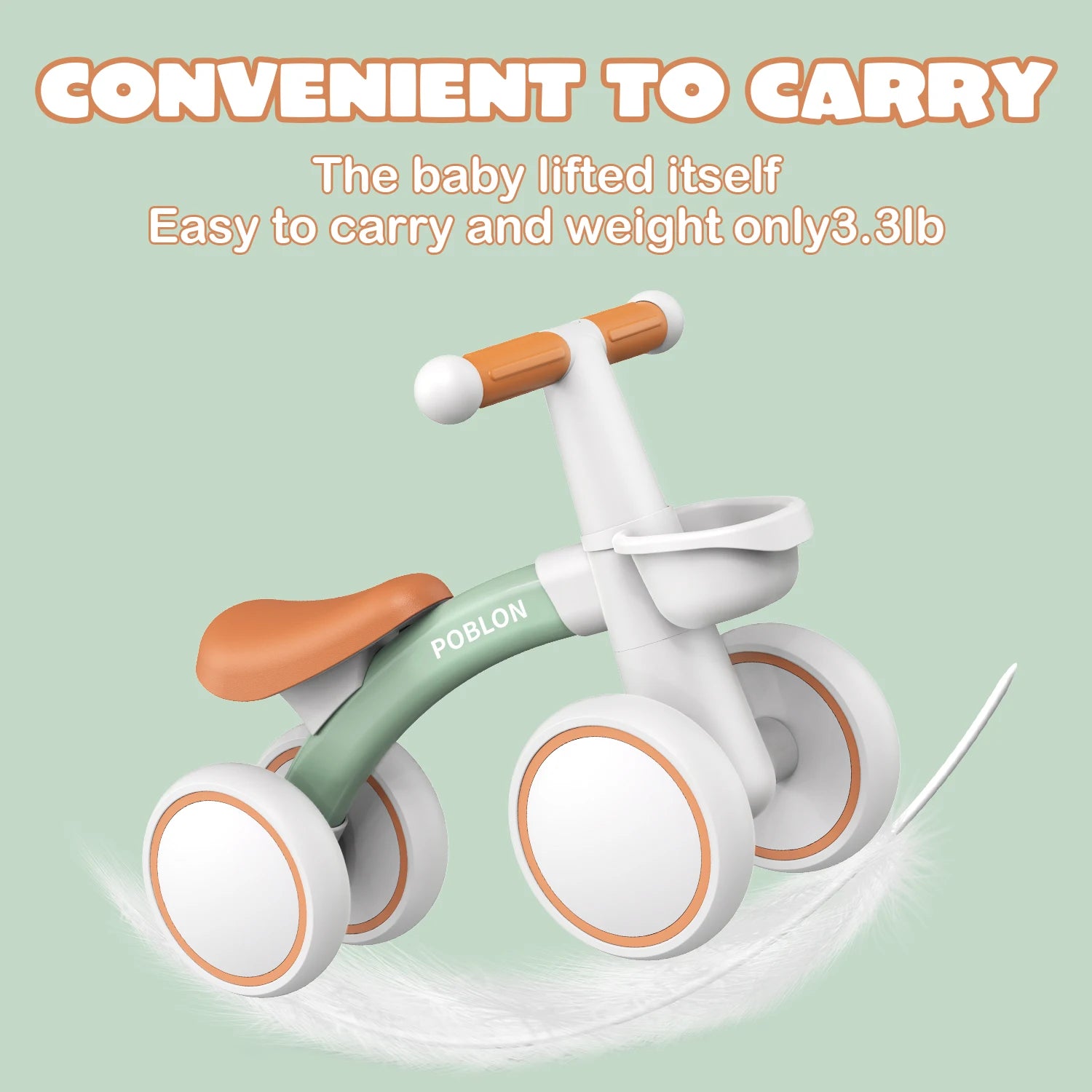 Baby Balance Bike 4 Wheels Bicycle without Pedals First Bike for Children from 1 to 2 Years old 12 to 24 months Outdoor Toy Car