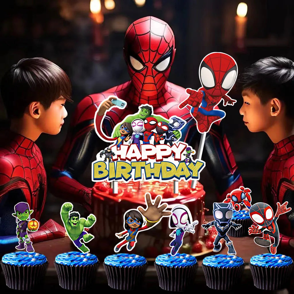 Spidey And His Amazing Friends Birthday Decoration Cake Topper Party Favor for Kids Boys Baby Shower Party Supplies