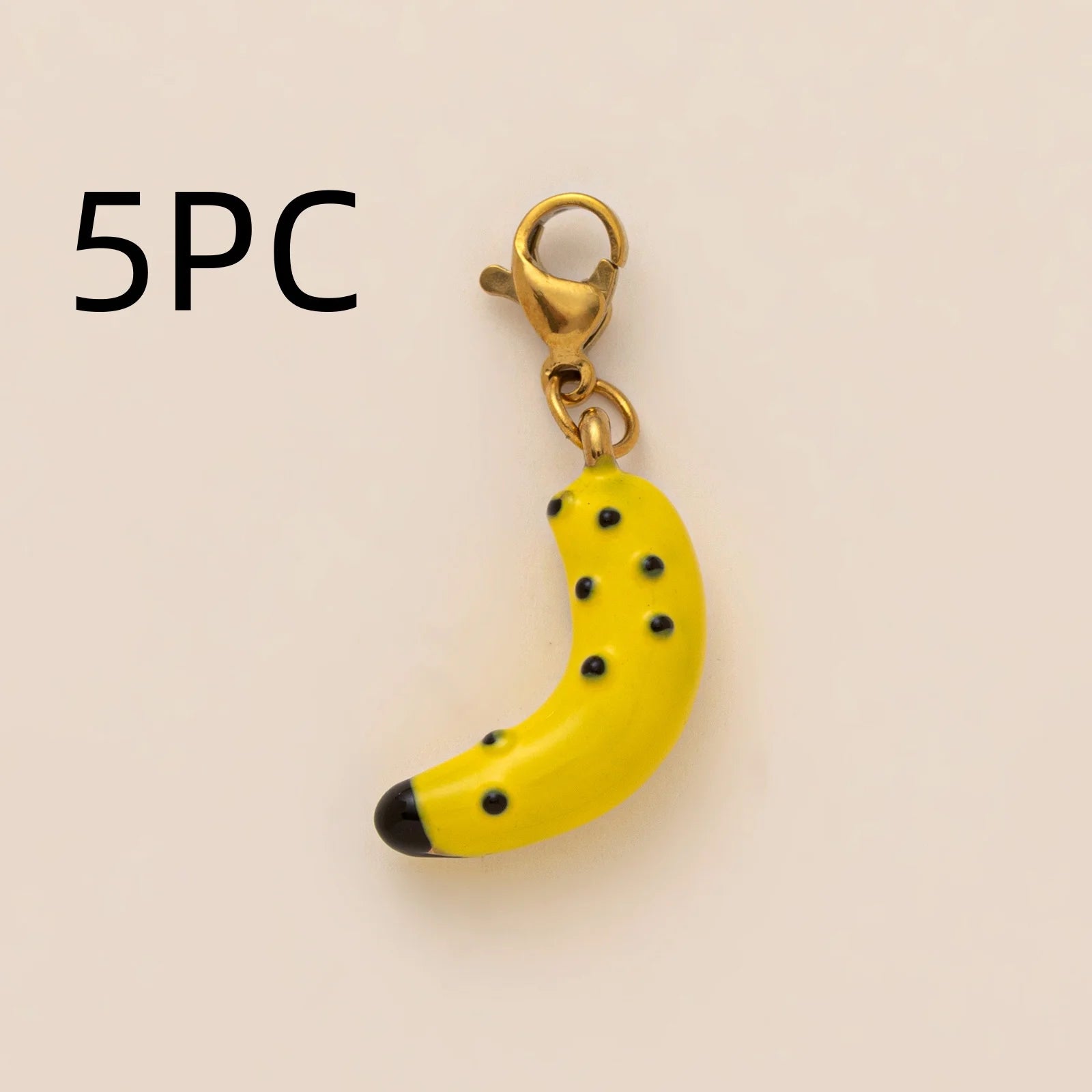 Wholesale 5pcs/lot 18K gold-plated DIY enamel stainless steel pendant, colorful fruit and food handmade jewelry accessories