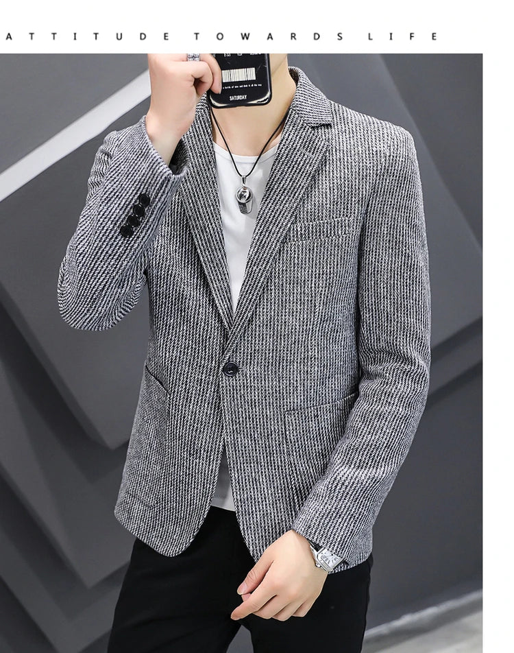 Nouveau Blazer pour homme mode Gentleman slim laine