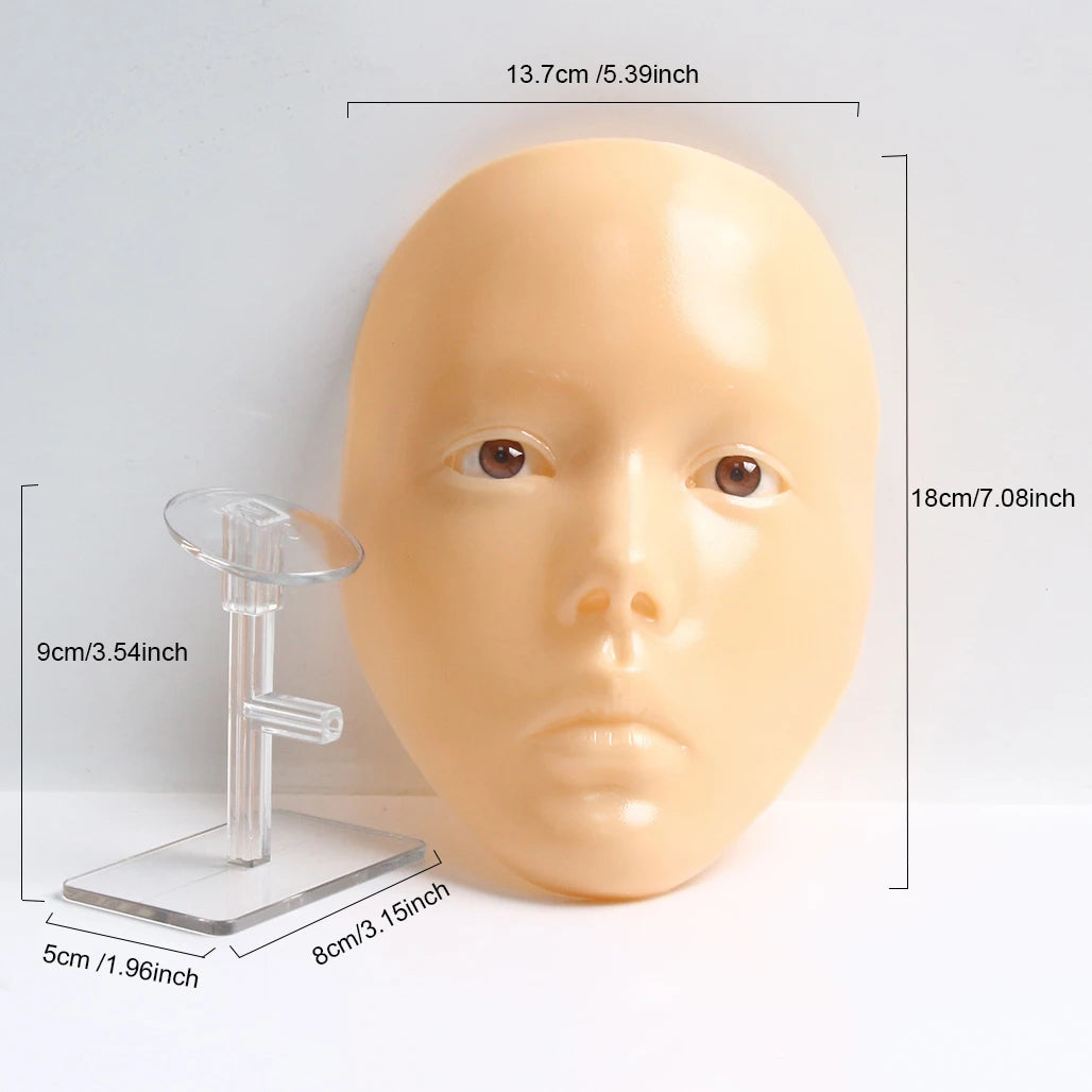 1 ensemble de maquillage 5D Masque de pratique Mannequin Silicone Cosmetic Board Pad Peau Yeux Visage Solution Maquillage pour fournitures d’entraînement réutilisables