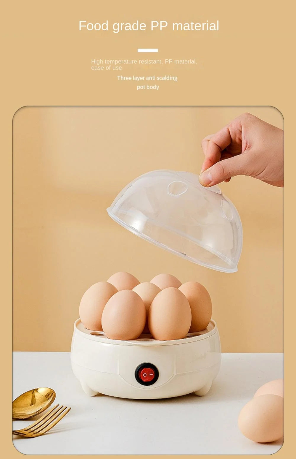 Mini Egg Boiler 1 or 2 Layers Electric Egg Cooker Automatic Power-Off Egg Steamer Kitchen Steamed Breakfast Cooking Appliances