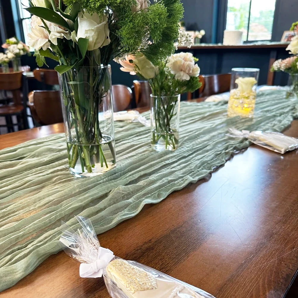 Lilac Purple Cheesecloth Table Runner Boho Rustic Gauze Lavender Purple Table Runner Wedding Bridal Shower Birthday Decoration