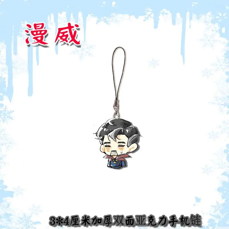 Marvel: Spider-Man Iron Man Doctor Strange cartoon Q version double-sided acrylic mobile phone chain pendant backpack decoration