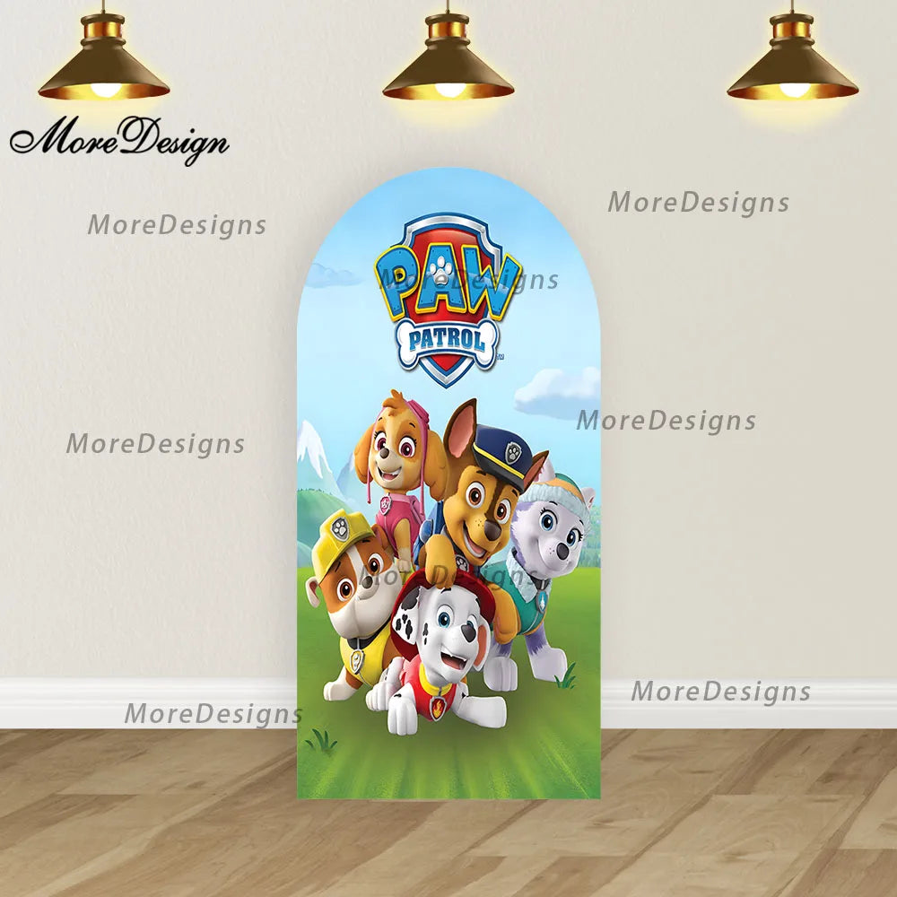 Paw Patrol Arch Covers Kids Birthday Party Photo Backdrop Baby Shower Decoration Cover Double-sided Zipper Photography Props