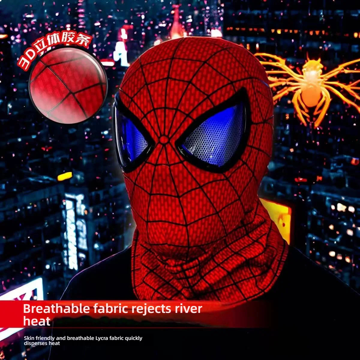 Marvel Spiderman Mask With Hard Face Shell & Magnetic Eyes Hero VenomScreen Printed Fabric 3d Webs Manual version Cos Gift
