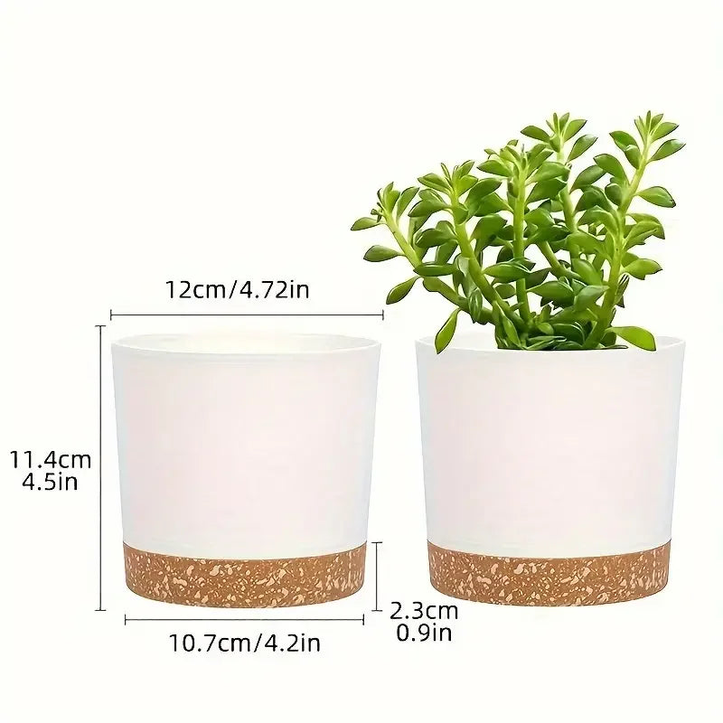 2pcs, 4.7nch Round straight plastic Anthony flower pot balcony garden potted green radish fortune tree species flower pot with t