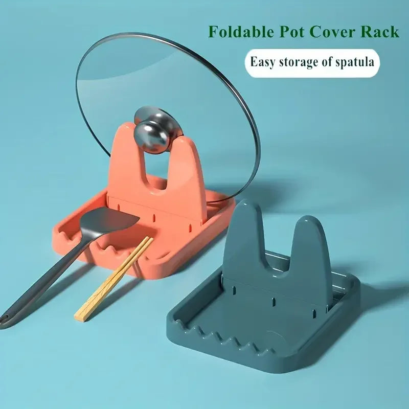 1pcs Foldable Pot Iid Rack Plastic Spoon Holder Stand Kitchen Organizer For Fork Patula Rack Pan Cover Shelf Ableware Rack