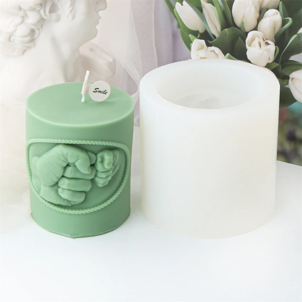Thanksgiving Best Dad Mam with Baby Letter Cylinder Pillar Candle Mould DIY Sunflower Candle Mother's Day Decor Silicone Mold