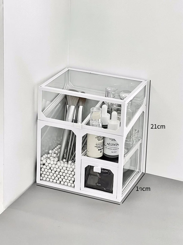 Transparent Cosmetic Storage Box Desktop High-End Dustproof Cover Carents eup Skincare Lipsti Organizer Box