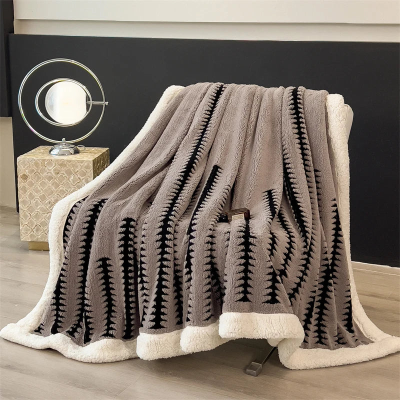 Blanket Quilt New Thickened Cloud-feel Fleece Double-layer  Plush Winter Wool Knee Nap Four Seasons Blankets for Sofas Sleeping