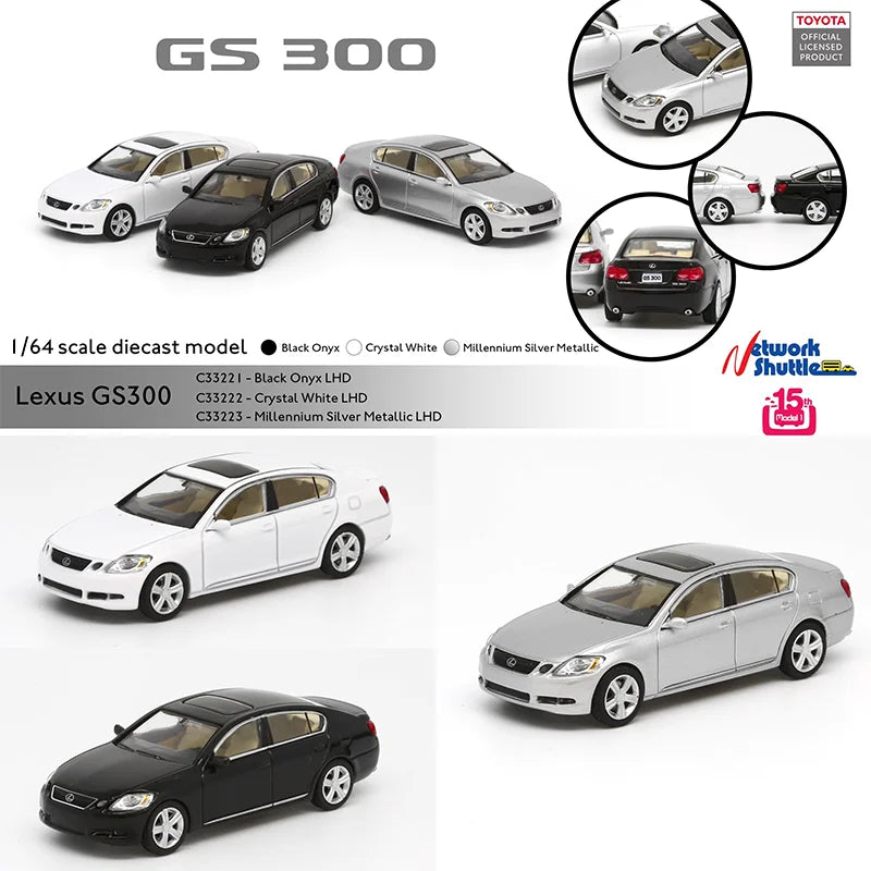 New In Stock Model 1 1:64 Lexus Gs300 Left Steering Simulation Alloy Miniature Die Casting Car Model Custom Children'S Toys Gift