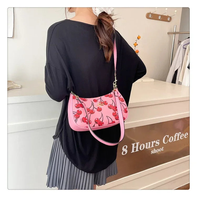 2025 Latest! Modern Vintage Cherry Crossbody - Mahjong - Style Chain Bag, Shoulder/Underarm Design, Women's Light Luxury
