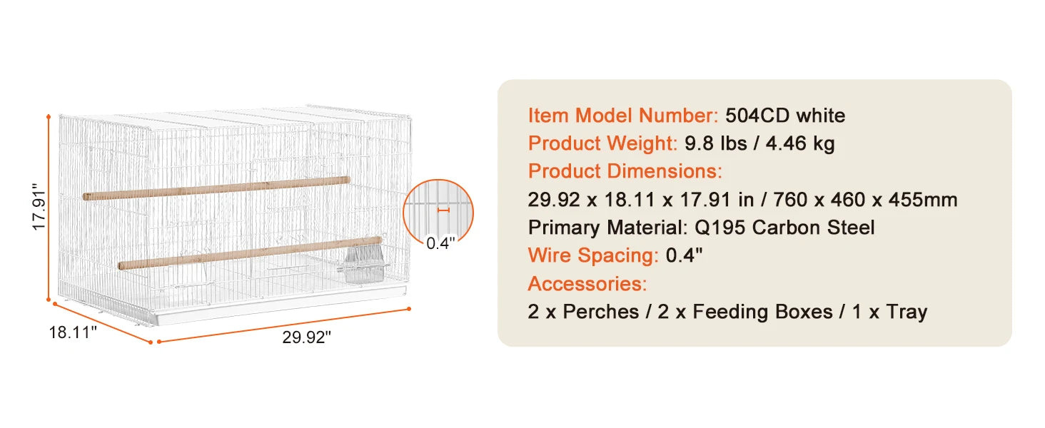 SucceBuy 30In Flight Bird Cage Stackable Divided Small Animal Cage for Kinds of Birds Pet Travel Birdcage with Handle and Perche