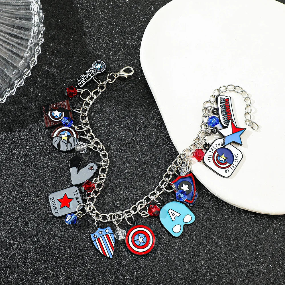 Marvel Superhero Series Personalized Fashion DIY Metal Enamel Bracelet Creative Men's and Women Jewelry Gifts Suitable for Fans