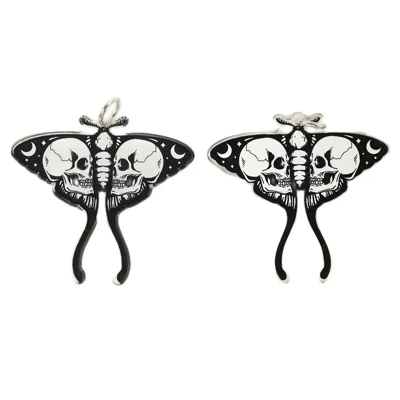 10Pcs Halloween Charms Creative Acrylic Skull Butterfly Pendant Jewelry Findings For Necklace Diy Making