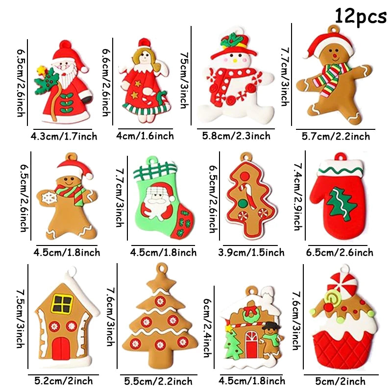 6pcs Christmas Tree Gingerbread Man Hanging Pendant Ornaments Set Christmas Decorations for Home Xmas New Year Gift  Supplies