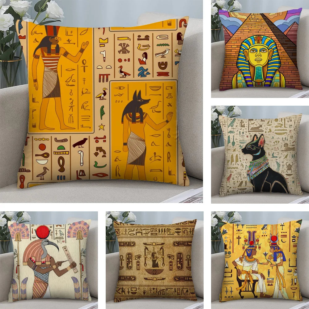 CLOOCL Ancient Egypt Anubis Pillow Case Short Plush Sofa Decorative Gift Home Double-sided Printing Cushion