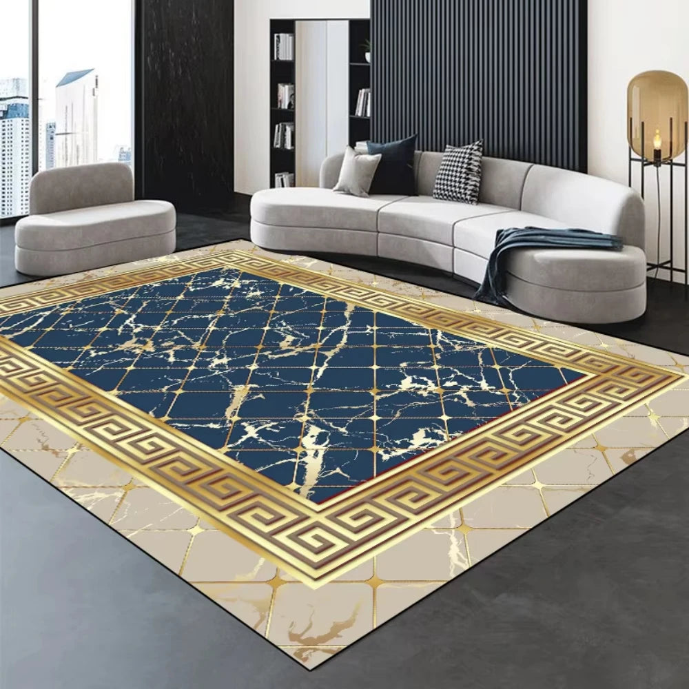 Modern Golden Luxury geometric abstract Carpet Living Room Decor Sofa Rug Bedside Soft Area Rug Balcony Coffee Table Floor Mat