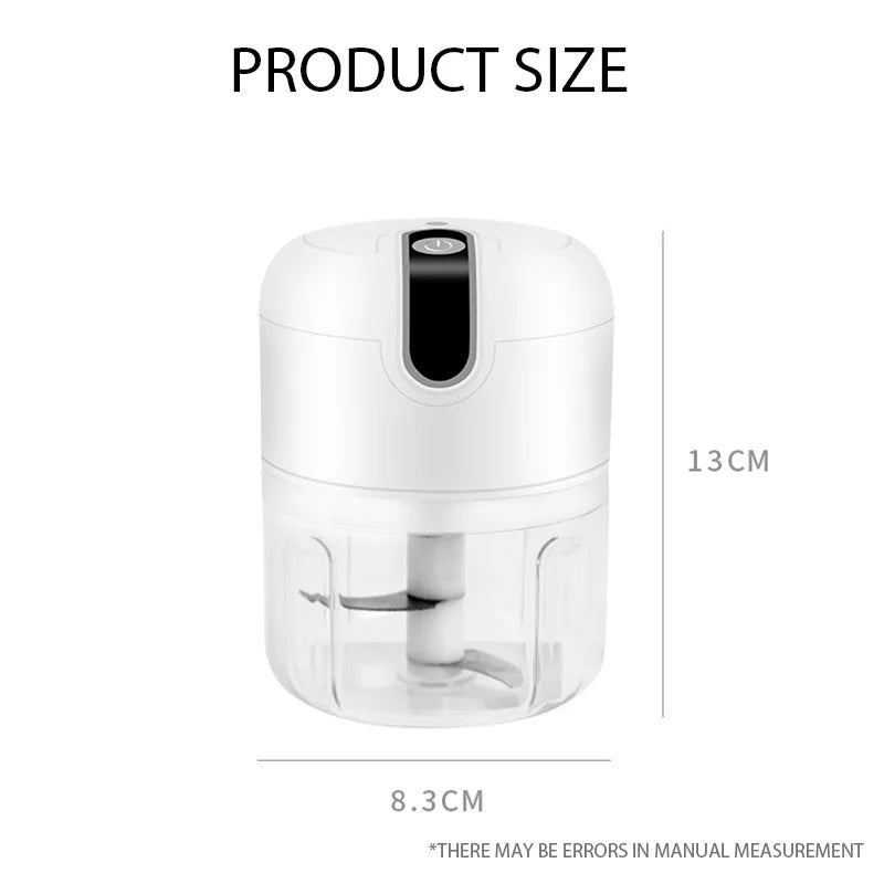 Electric Garlic Masher Food Processor Vegetable Cutter Meat Grinder Fruit Masher Chilli Chopper Home Kitchen USB Charging Mincer