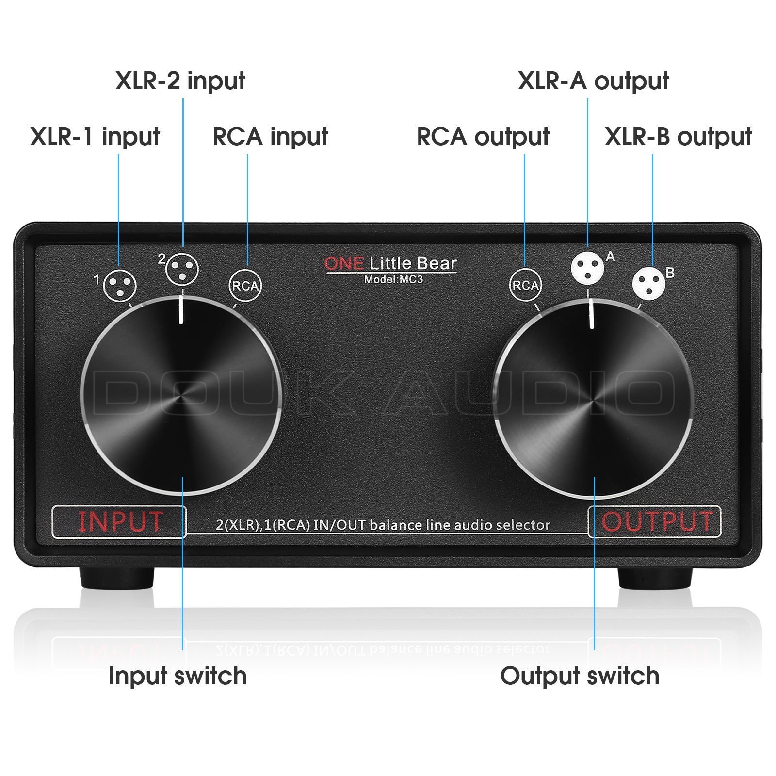 Nobsound 3-IN-3-OUT XLR Balanced / RCA Stereo Converter Audio Selector Box Passive Preamp For Home Amplifier