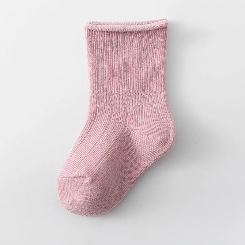 New 3pairs/lot All Season Infant Girls Socks Loose Mouth Breathable Solid Color Baby Girls Socks 100% Cotton  Children Sock Kit