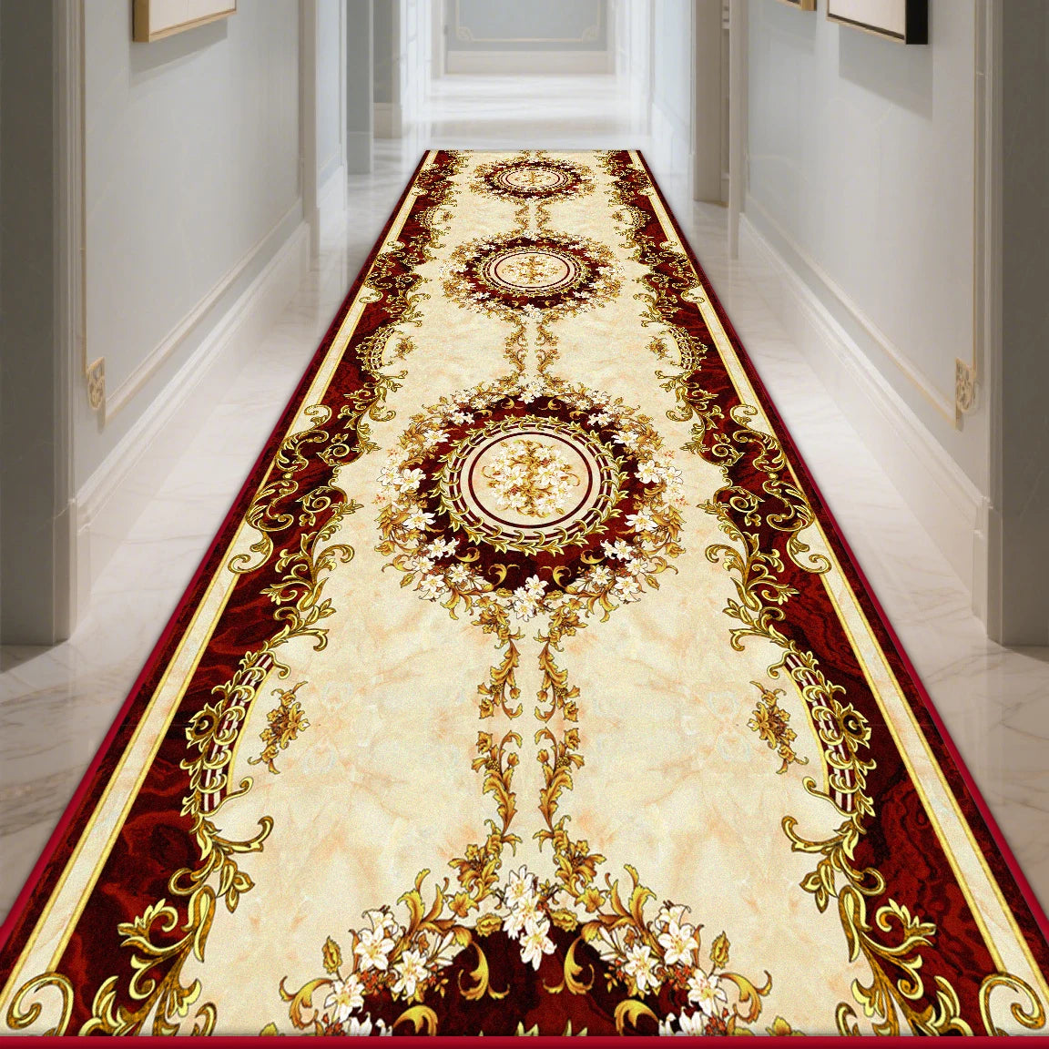 Modern Long Corridor Carpet Non-slip Hallway Luxury Gold Washable Rug Runner Entryway Decoration Home Stairway Mat Anti Slip